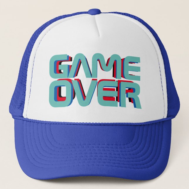 Game over games player style vibrant trucker hat (Front)