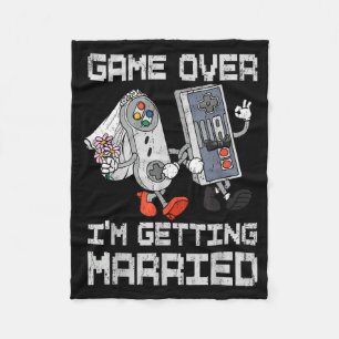 Game over getting married gamer bachelor party fleece blanket