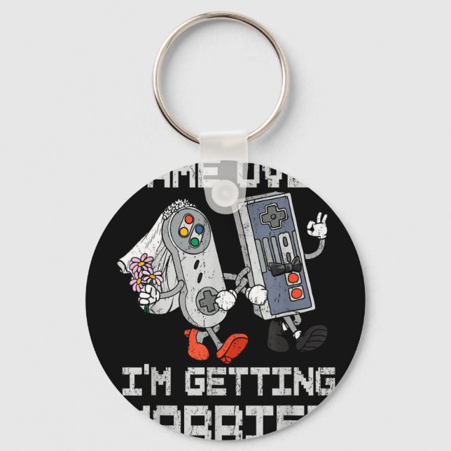 Game over getting married gamer bachelor party key ring (Front)
