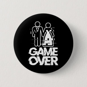 Game Over Glitch Bride Groom Funny Wedding 6 Cm Round Badge