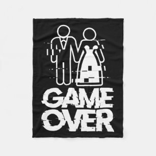 Game Over Glitch Bride Groom Funny Wedding Fleece Blanket