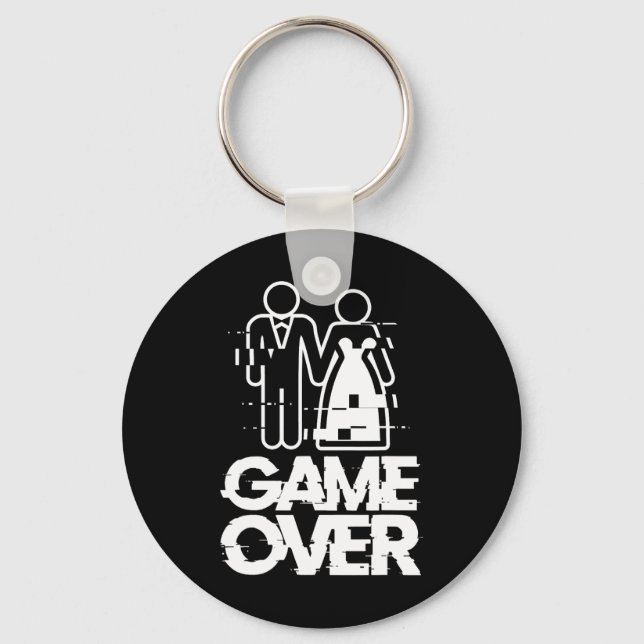 Game Over Glitch Bride Groom Funny Wedding  Key Ring (Front)
