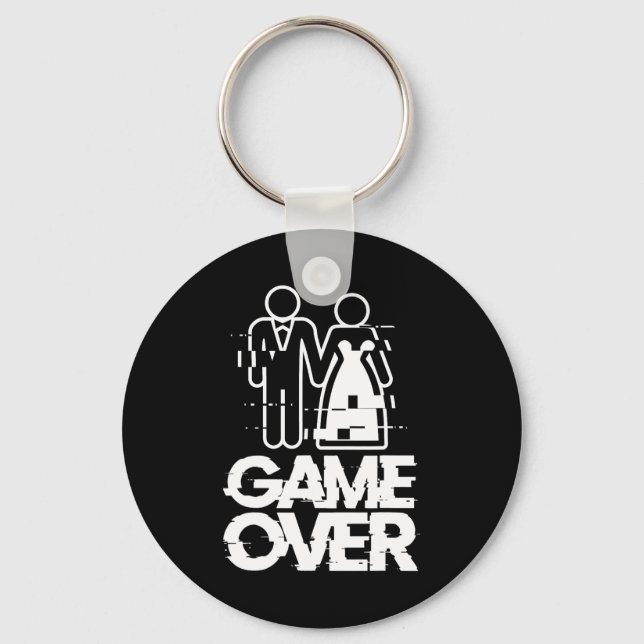 Game Over Glitch Bride Groom Funny Wedding  Key Ring (Front)