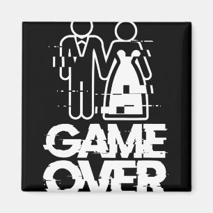 Game Over Glitch Bride Groom Funny Wedding  Magnet