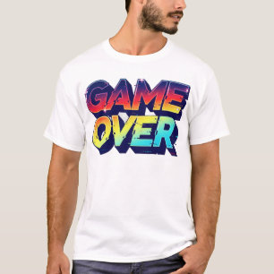 Game Over Glitch Neon T-Shirt Design