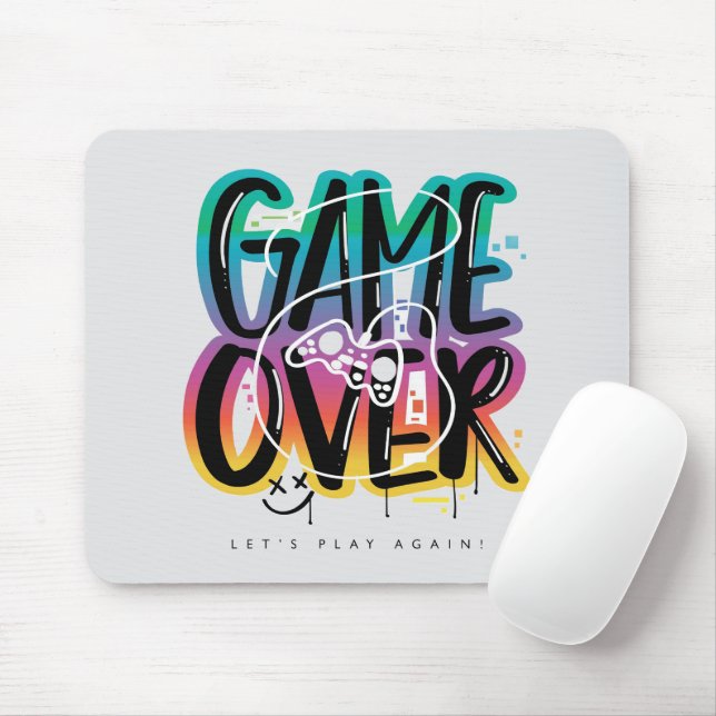 Game over graffiti joystick gamer mouse pad (With Mouse)