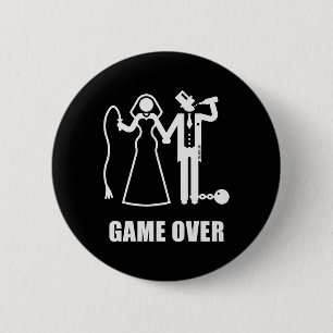 Game Over (jga Bride And Groom New Whip Beer W)  6 Cm Round Badge