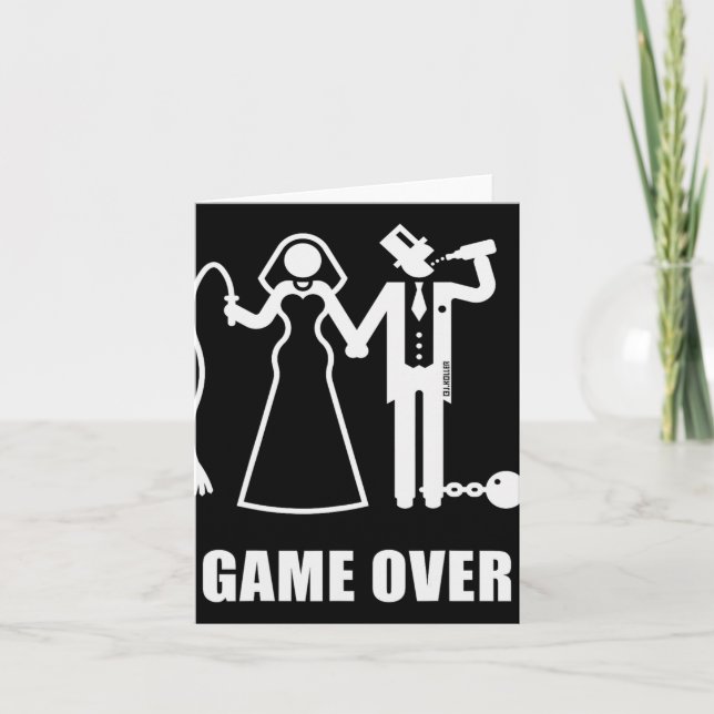 Game Over (jga Bride And Groom New Whip Beer W)  Card (Front)