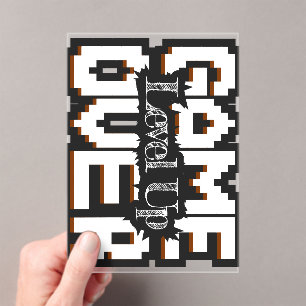 Game Over, Level Up: Pixelated Retro Game World Acrylic Invitations