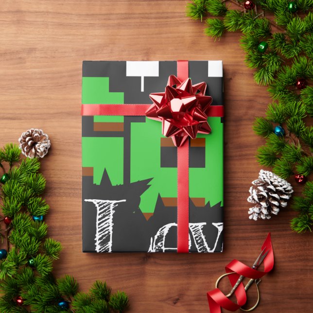Game Over, Level Up: Pixelated Retro Game World Wrapping Paper (Holiday Gift)