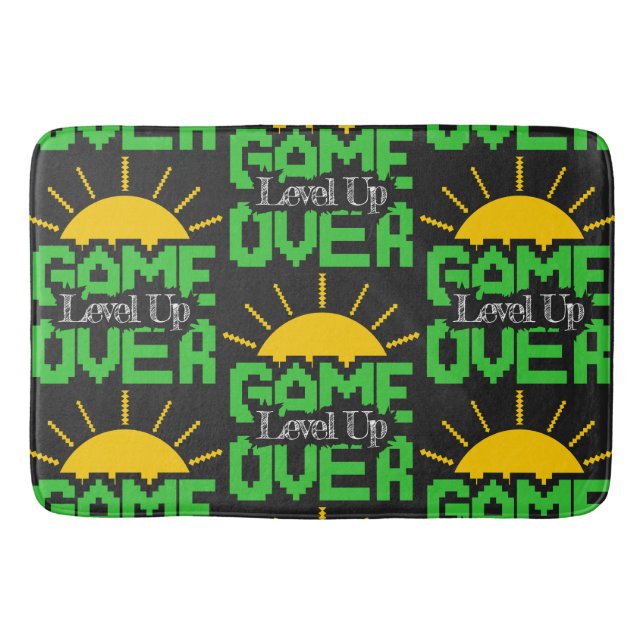 Game Over, Level Up: Retro Pixel Block Adventure Bath Mat (Front)