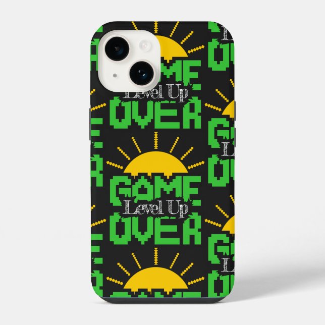 Game Over, Level Up: Retro Pixel Block Adventure iPhone Case (Back)