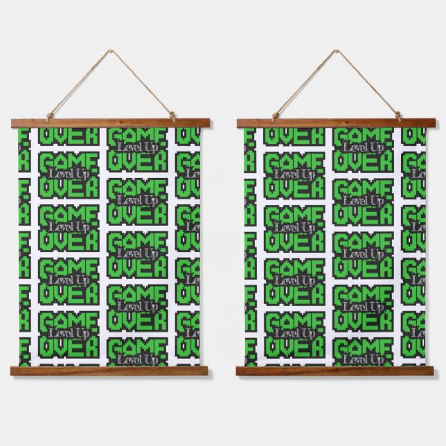 Game Over, Level Up: Retro Pixel Sandbox Adventure Hanging Tapestry (Double)