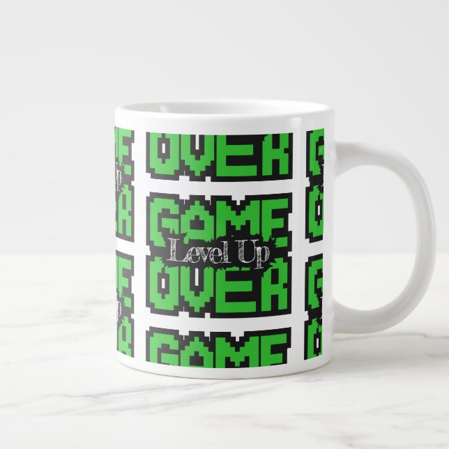 Game Over, Level Up: Retro Pixel Sandbox Adventure Large Coffee Mug (Right)
