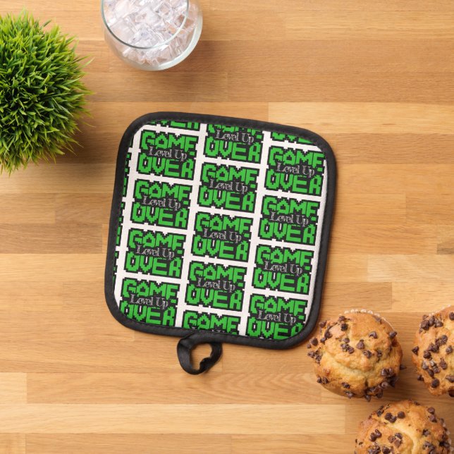 Game Over, Level Up: Retro Pixel Sandbox Adventure Pot Holder (Top Down)