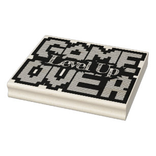 Game Over, Level Up: Retro Pixel Sandbox Adventure Rubber Stamp