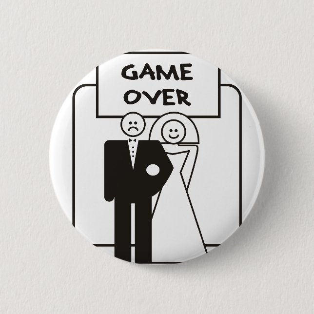 Game Over Marriage 6 Cm Round Badge (Front)