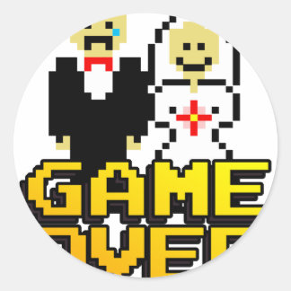 Game over marriage (8-bit) classic round sticker