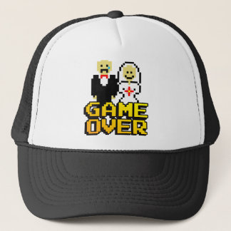 Game over marriage (8-bit) trucker hat