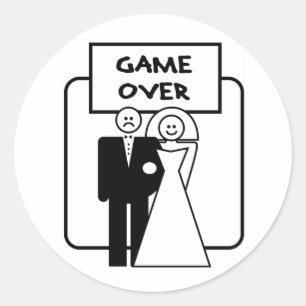 "Game Over" marriage Classic Round Sticker