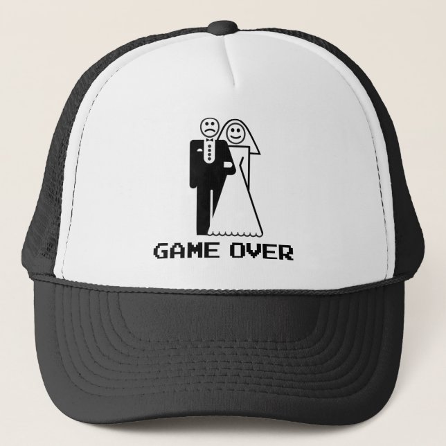 Game Over Marriage Game Over Funny tshirt Trucker Hat (Front)