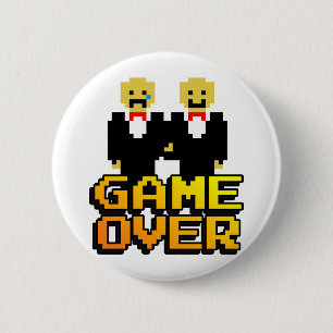 "Game Over" Marriage (Gay, 8-bit) 6 Cm Round Badge