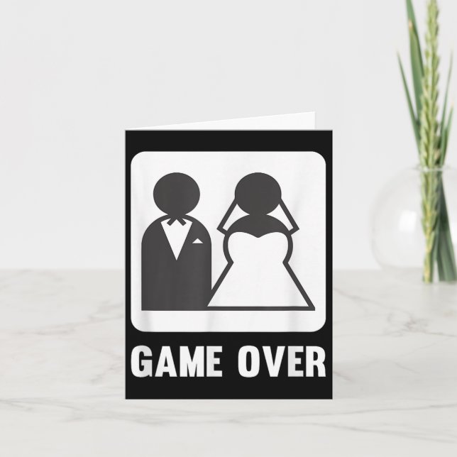Game Over Marriage Groom Bride  Card (Front)