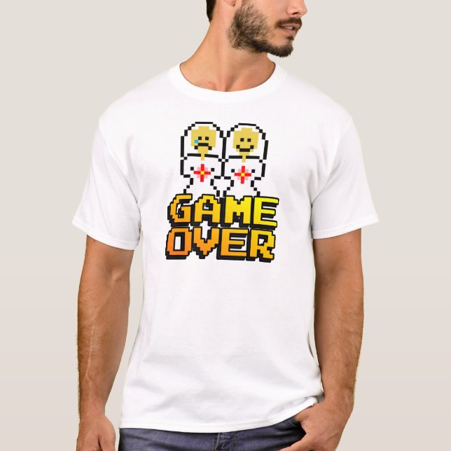Game Over Marriage (Lesbian, 8-bit) T-Shirt (Front)
