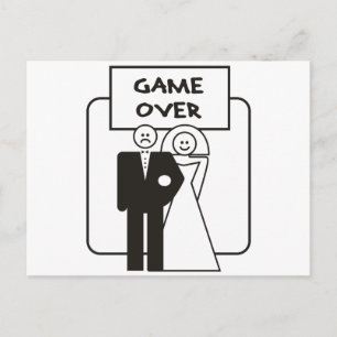 Game Over Marriage Postcard