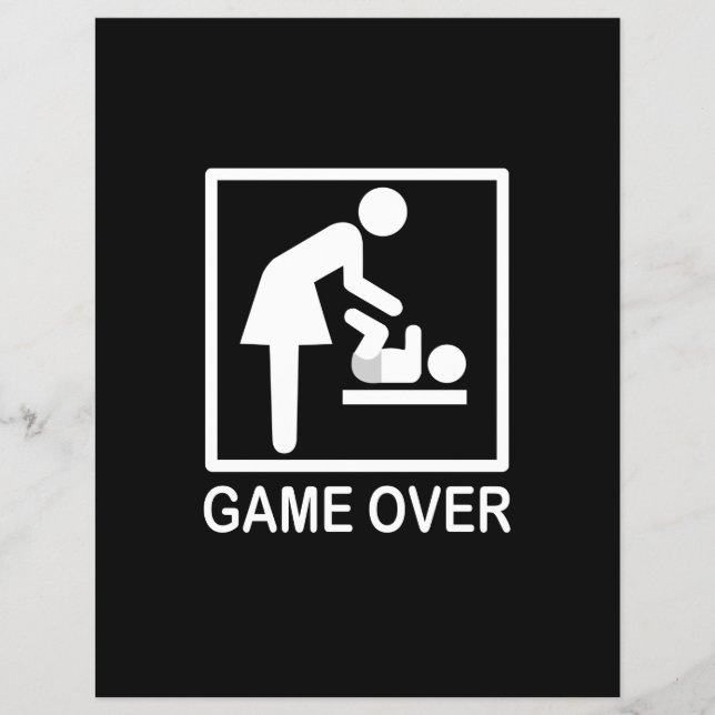 Game Over Mum Funny Black and White Pictogram Flyer (Front)