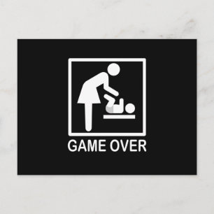 Game Over Mum Funny Black and White Pictogram Postcard