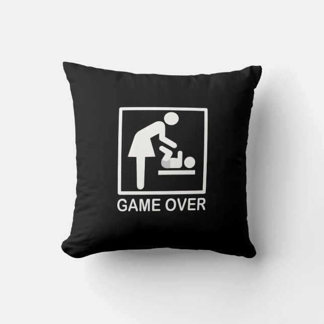 Game Over Mum Funny Signage Pictogram Cushion (Front)