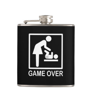 Game Over Mum Funny Signage Pictogram Hip Flask