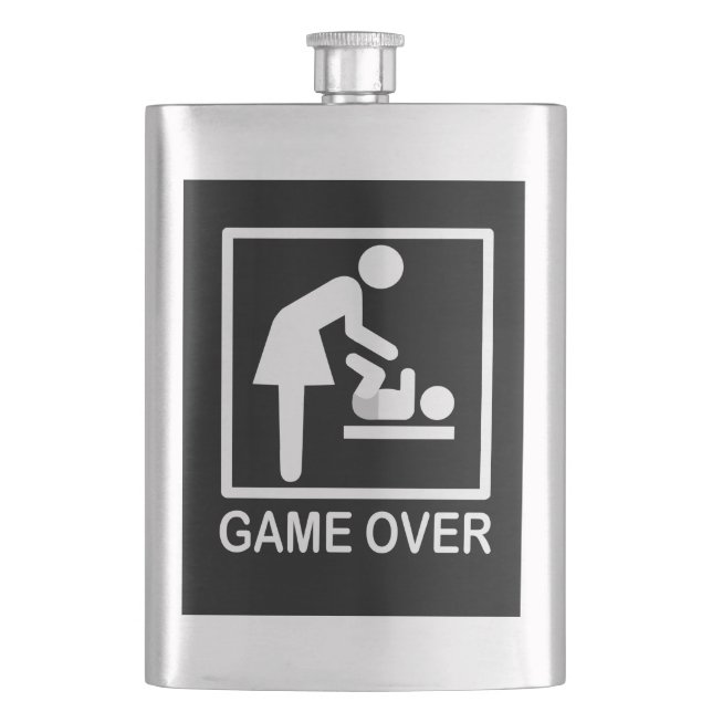 Game Over Mum Funny Signage Pictogram Hip Flask (Front)
