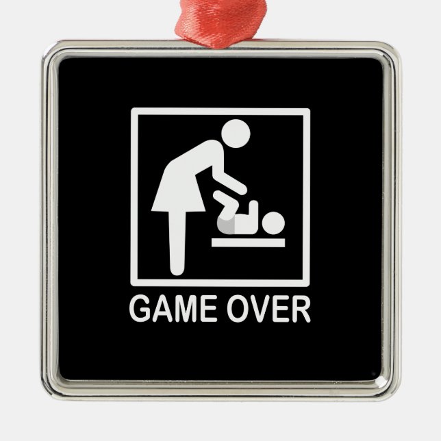Game Over Mum Funny Signage Pictogram Metal Tree Decoration (Front)