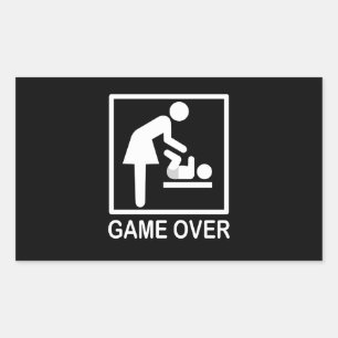 Game Over Mum Funny Signage Pictogram Rectangular Sticker