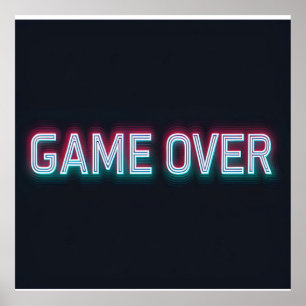 Game Over Neon Sign   Retro Glowing Arcade Design 