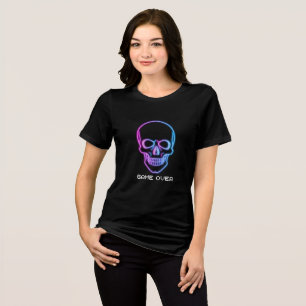 Game Over - Neon Skull Gamer Aesthetic Design Tri-Blend Shirt
