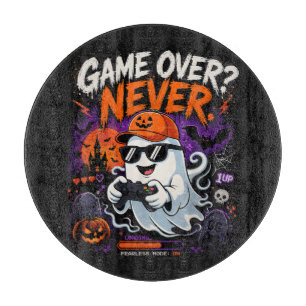 Game Over Never Funny Gamer Ghost Halloween Cutting Board