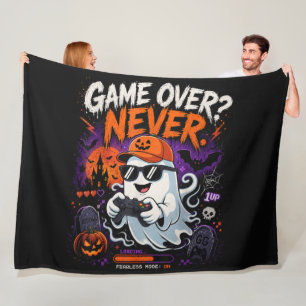 Game Over Never Funny Gamer Ghost Halloween Fleece Blanket