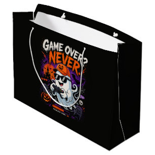 Game Over Never Funny Gamer Ghost Halloween Large Gift Bag