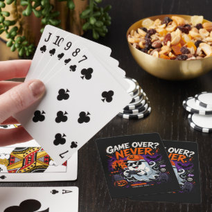 Game Over Never Funny Gamer Ghost Halloween Playing Cards