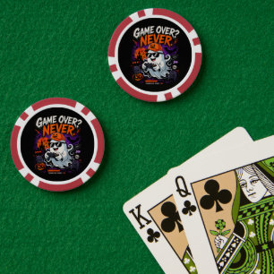 Game Over Never Funny Gamer Ghost Halloween Poker Chips