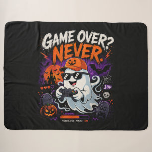 Game Over Never Funny Gamer Ghost Halloween Sherpa Blanket