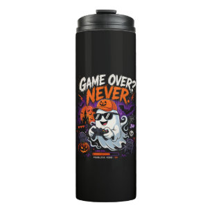 Game Over Never Funny Gamer Ghost Halloween Thermal Tumbler
