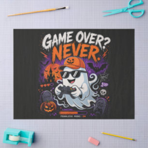 Game Over Never Funny Gamer Ghost Halloween Tissue Paper