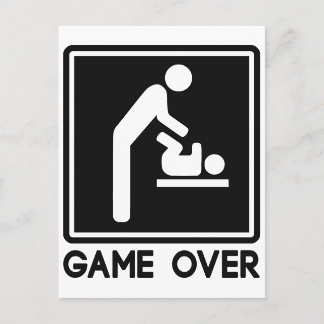 Game Over New Baby for Parent Dad Announcement Postcard (Front)