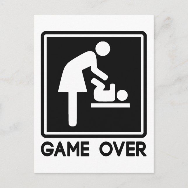 Game Over New Baby for Parent Mum Announcement Postcard (Front)
