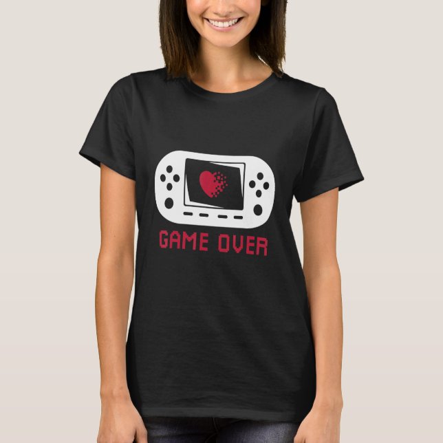 Game Over Pixel Heart - Gamepad Gaming T-Shirt (Front)