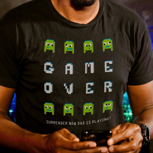 Game over pixel monster aliens dad custom text T-Shirt (Creator Uploaded)